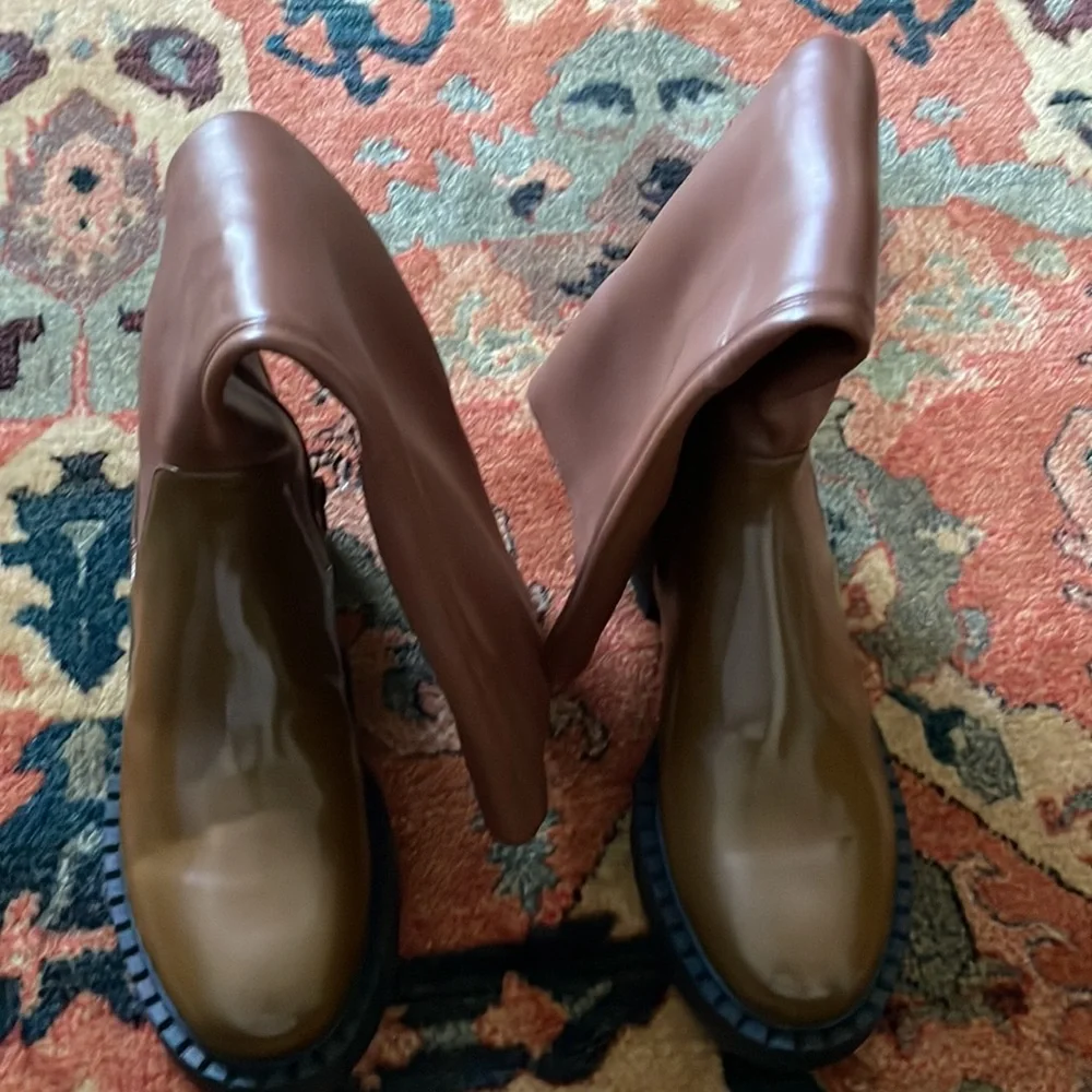 Jeffrey Campbell Lennard Knee High Boots Two Tone Brown/Green size 8 NWOT